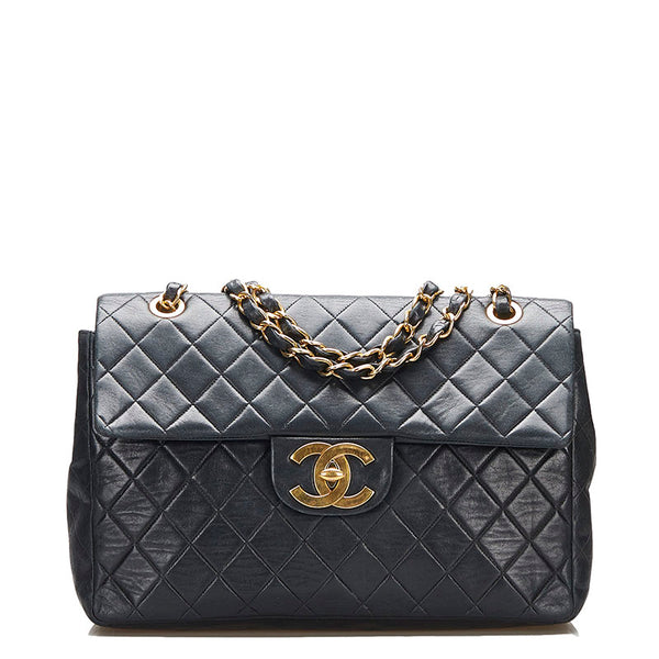 シャネル マトラッセ33 デカマトラッセ ココマーク チェーン ショルダーバッグ ブラック ラムスキン レディース CHANEL 【中古】