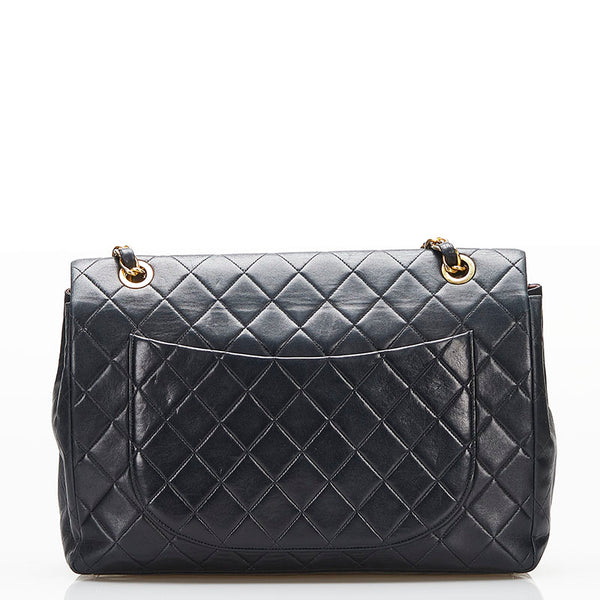 シャネル マトラッセ33 デカマトラッセ ココマーク チェーン ショルダーバッグ ブラック ラムスキン レディース CHANEL 【中古】