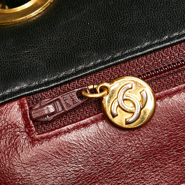 シャネル マトラッセ33 デカマトラッセ ココマーク チェーン ショルダーバッグ ブラック ラムスキン レディース CHANEL 【中古】