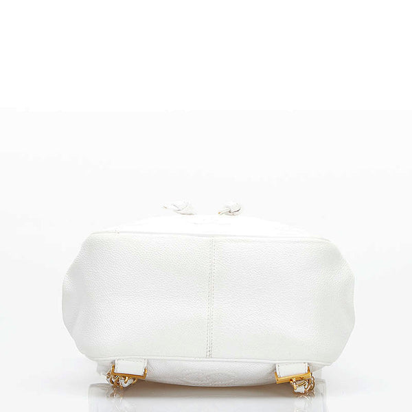 シャネル トリプル ココマーク リュック バックパック ホワイト キャビアスキン レディース CHANEL 【中古】