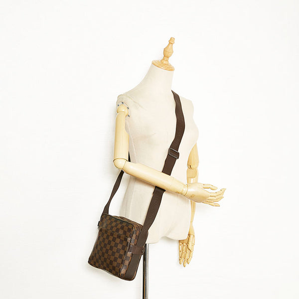 ルイ ヴィトン ダミエ オラフPM 斜め掛け ショルダーバッグ  N41442 エベヌ ブラウン PVC レザー レディース LOUIS VUITTON 【中古】