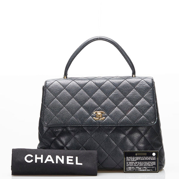 シャネル ココマーク ターンロック ハンドバッグ ブラック キャビアスキン レディース CHANEL 【中古】