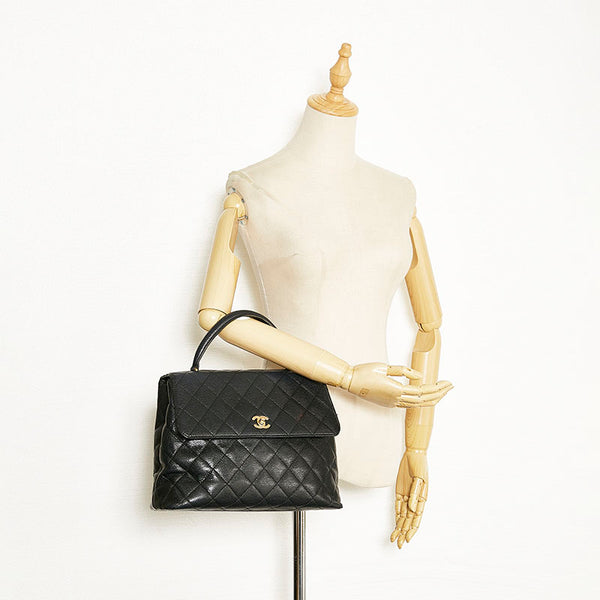 シャネル ココマーク ターンロック ハンドバッグ ブラック キャビアスキン レディース CHANEL 【中古】