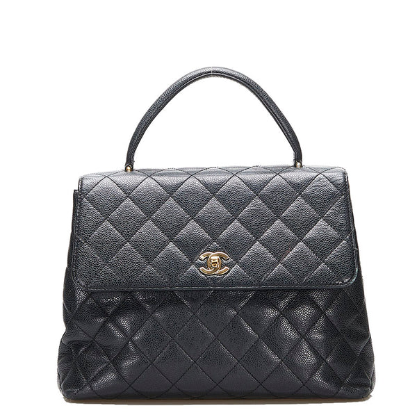 シャネル ココマーク ターンロック ハンドバッグ ブラック キャビアスキン レディース CHANEL 【中古】