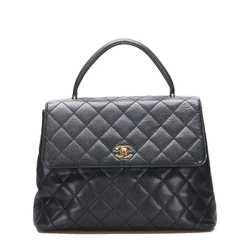 シャネル ココマーク ターンロック ハンドバッグ ブラック キャビアスキン レディース CHANEL 【中古】