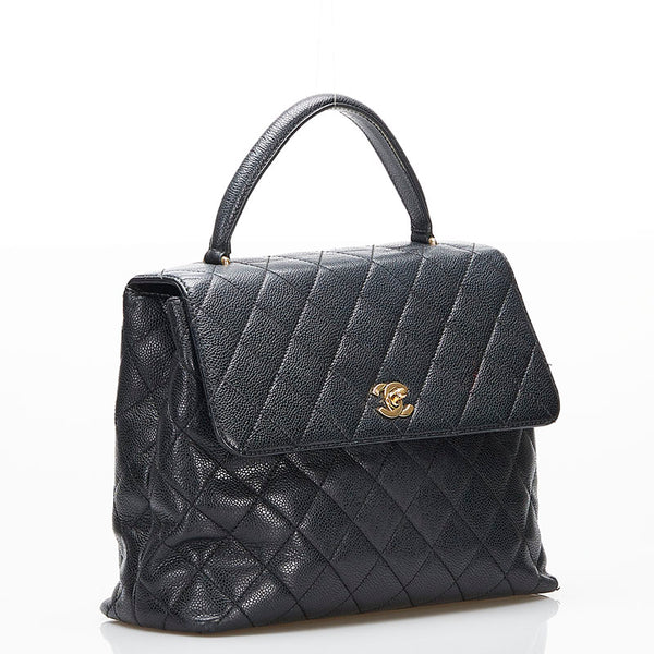 シャネル ココマーク ターンロック ハンドバッグ ブラック キャビアスキン レディース CHANEL 【中古】