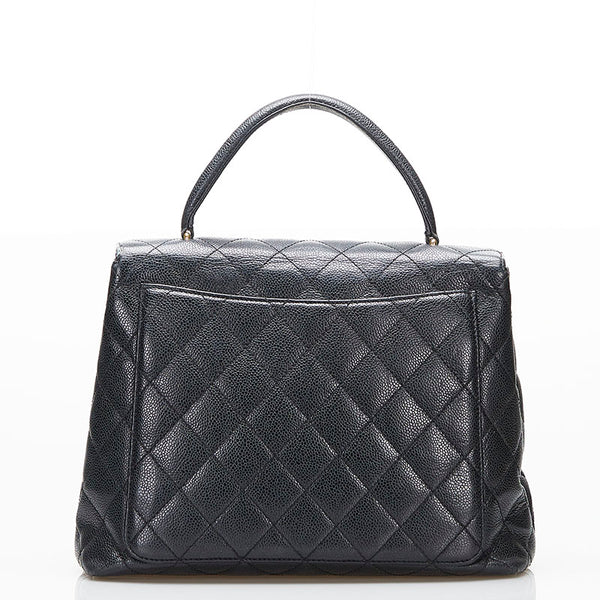 シャネル ココマーク ターンロック ハンドバッグ ブラック キャビアスキン レディース CHANEL 【中古】