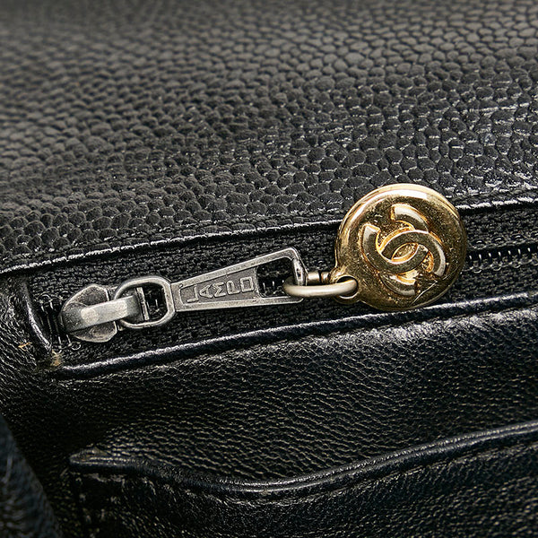 シャネル ココマーク ターンロック ハンドバッグ ブラック キャビアスキン レディース CHANEL 【中古】