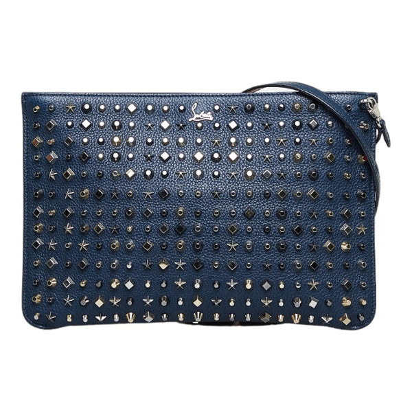 クリスチャンルブタン ルビクラッチ スタッズ クラッチバッグ ショルダーバッグ 2WAY AA6693WZ ネイビー レザー レディース Christian Louboutin 【中古】