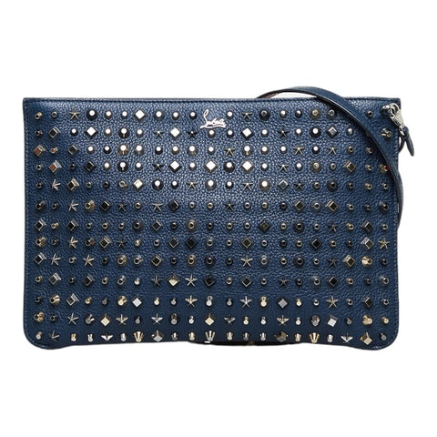 クリスチャンルブタン ルビクラッチ スタッズ クラッチバッグ ショルダーバッグ 2WAY AA6693WZ ネイビー レザー レディース Christian Louboutin 【中古】