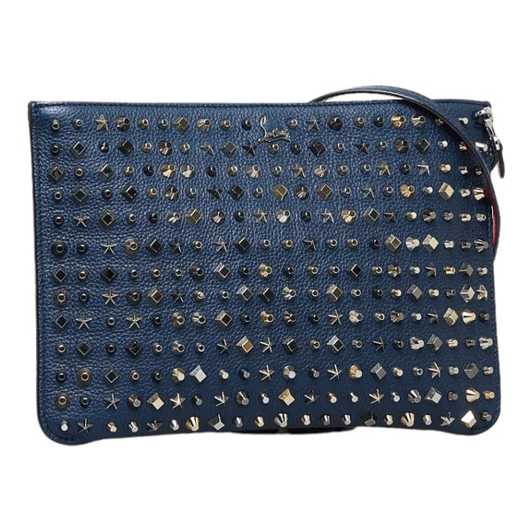 クリスチャンルブタン ルビクラッチ スタッズ クラッチバッグ ショルダーバッグ 2WAY AA6693WZ ネイビー レザー レディース Christian Louboutin 【中古】