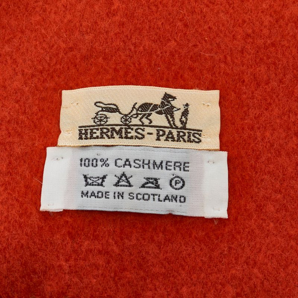 エルメス マフラー レッド カシミヤ レディース HERMES 【中古】