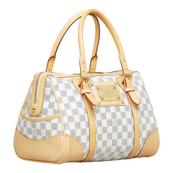 ルイ ヴィトン ダミエ アズール バークレー ハンドバッグ ミニボストンバッグ N52001 ホワイト PVC レザー レディース LOUIS VUITTON 【中古】