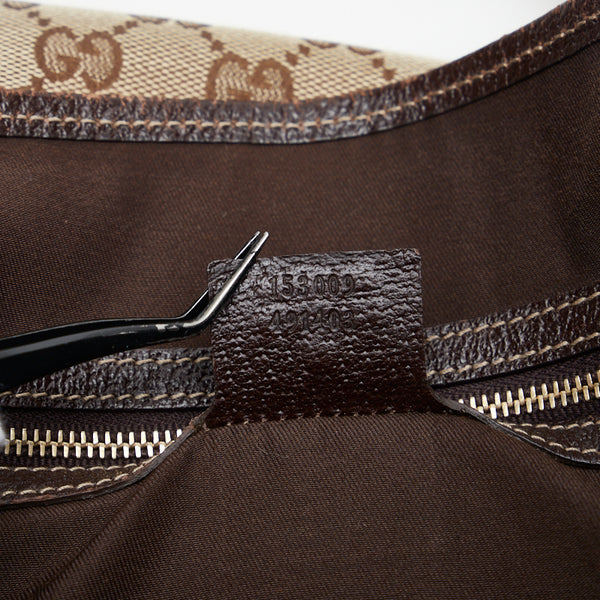 グッチ GGキャンバス ショルダーバッグ トートバッグ 153009 ベージュ ブラウン キャンバス レザー レディース GUCCI 【中古】