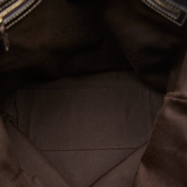 グッチ GGキャンバス ショルダーバッグ トートバッグ 153009 ベージュ ブラウン キャンバス レザー レディース GUCCI 【中古】