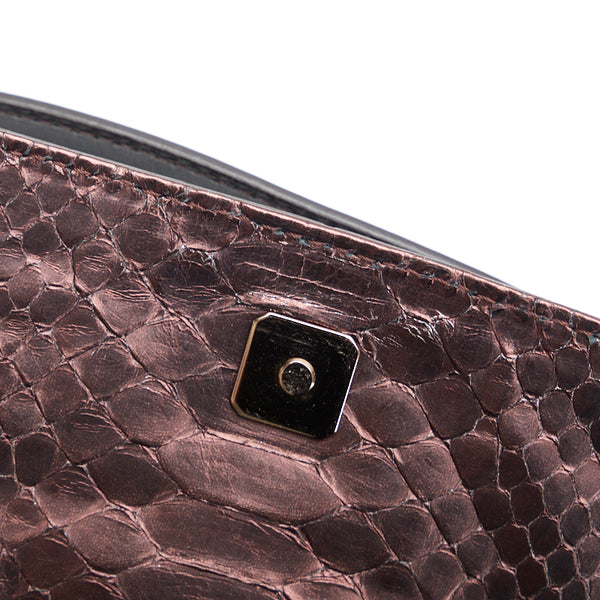 フェンディ パイソン 型押し ワンショルダーバッグ ハンドバッグ 8BR353 ブラウン レザー レディース FENDI 【中古】