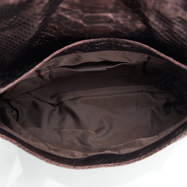 フェンディ パイソン 型押し ワンショルダーバッグ ハンドバッグ 8BR353 ブラウン レザー レディース FENDI 【中古】