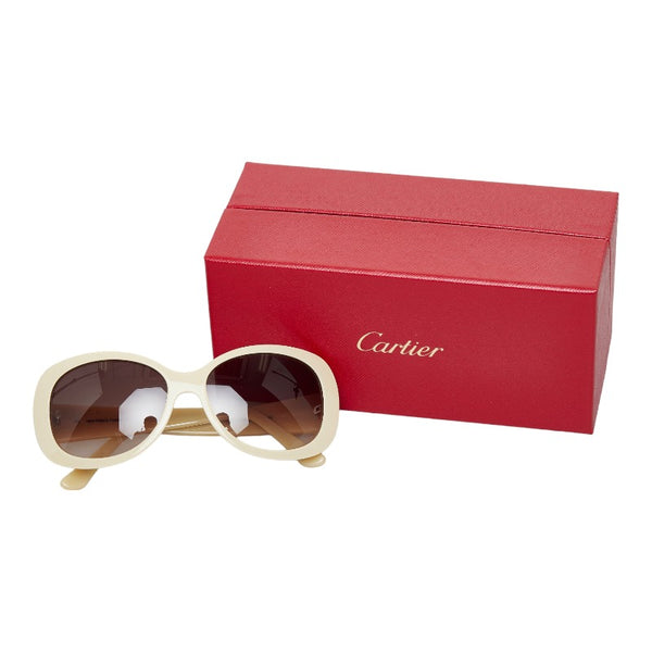 カルティエ マストライン グラデーション サングラス T8200740 アイボリー ベージュ  プラスチック レディース CARTIER 【中古】