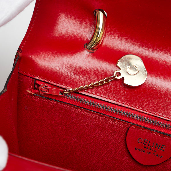 セリーヌ ガンチーニ ハンドバッグ レッド ゴールド レザー レディース CELINE 【中古】