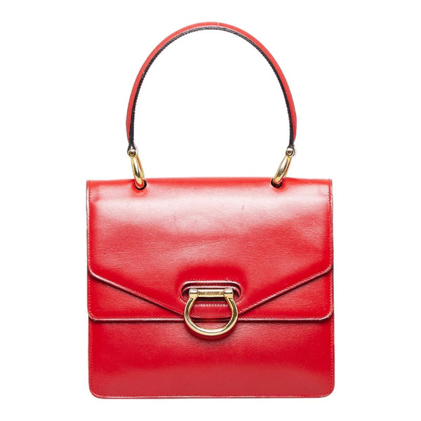 セリーヌ ガンチーニ ハンドバッグ レッド ゴールド レザー レディース CELINE 【中古】