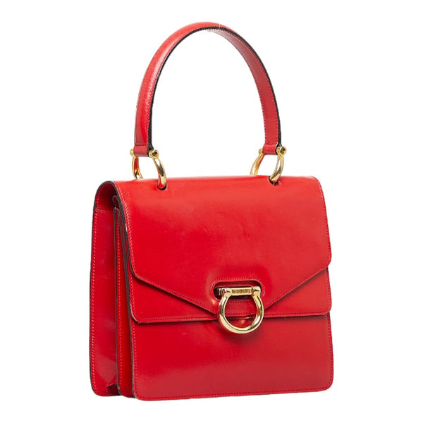 セリーヌ ガンチーニ ハンドバッグ レッド ゴールド レザー レディース CELINE 【中古】