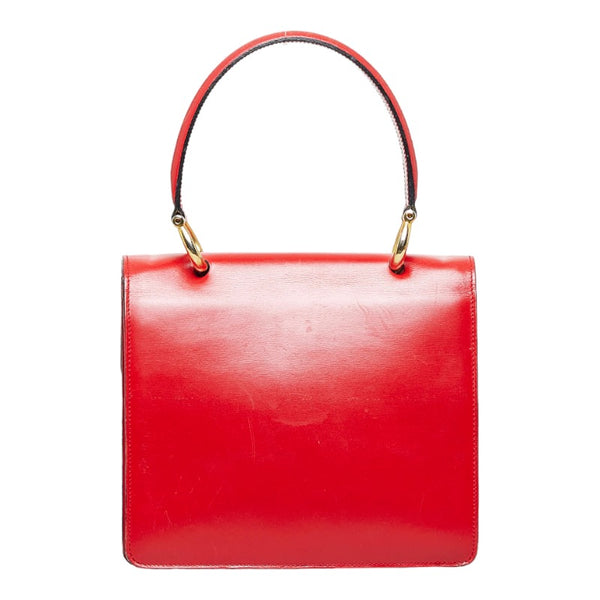 セリーヌ ガンチーニ ハンドバッグ レッド ゴールド レザー レディース CELINE 【中古】