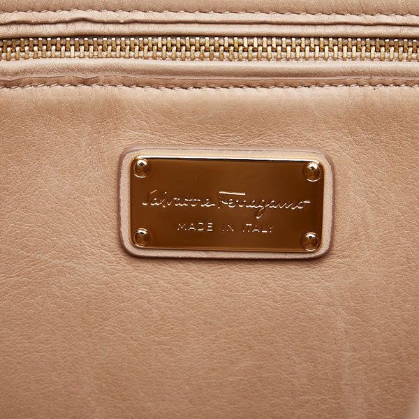 サルヴァトーレフェラガモ ガンチーニ ソフィア ハンドバッグ ショルダーバッグ 2WAY RG-21 ブラウン ゴールド レザー レディース Salvatore Ferragamo 【中古】