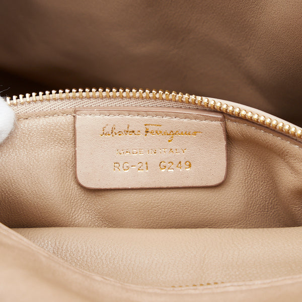 サルヴァトーレフェラガモ ガンチーニ ソフィア ハンドバッグ ショルダーバッグ 2WAY RG-21 ブラウン ゴールド レザー レディース Salvatore Ferragamo 【中古】