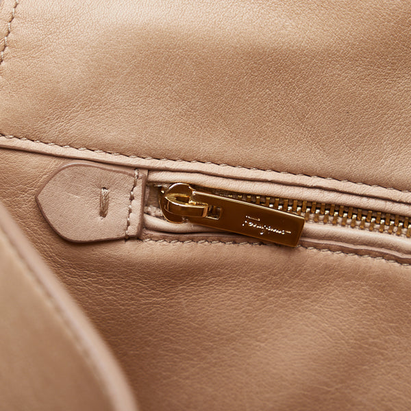 サルヴァトーレフェラガモ ガンチーニ ソフィア ハンドバッグ ショルダーバッグ 2WAY RG-21 ブラウン ゴールド レザー レディース Salvatore Ferragamo 【中古】