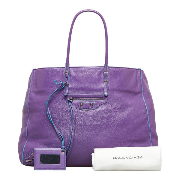 バレンシアガ ザ ペーパートート  ハンドバッグ トートバッグ  パープル レザー レディース BALENCIAGA 【中古】