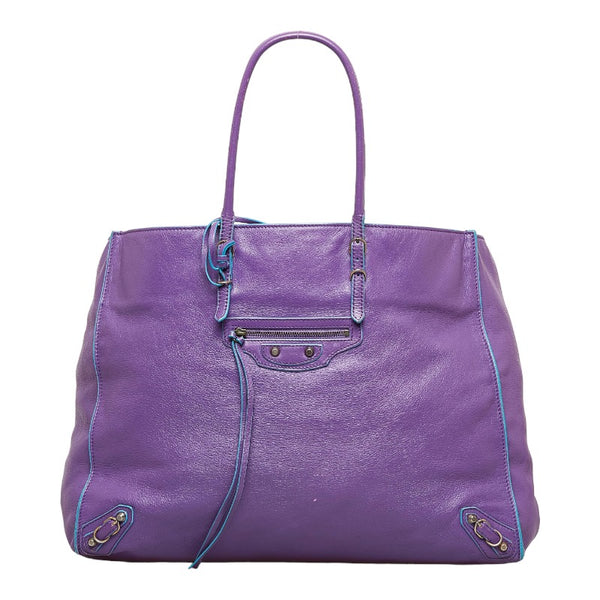 バレンシアガ ザ ペーパートート  ハンドバッグ トートバッグ  パープル レザー レディース BALENCIAGA 【中古】