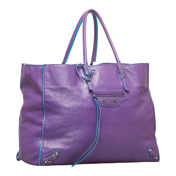 バレンシアガ ザ ペーパートート  ハンドバッグ トートバッグ  パープル レザー レディース BALENCIAGA 【中古】