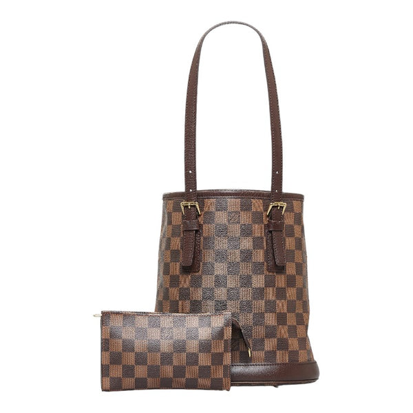 ルイ ヴィトン ダミエ マレ トートバッグ ショルダーバッグ バケツ N42240 ブラウン PVC レザー レディース LOUIS VUITTON 【中古】