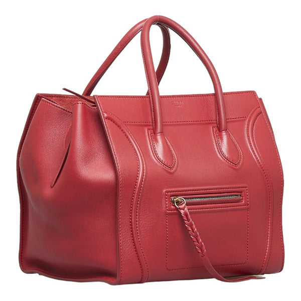 セリーヌ ラゲージ ファントム ハンドバッグ トートバッグ レッド レザー レディース CELINE 【中古】