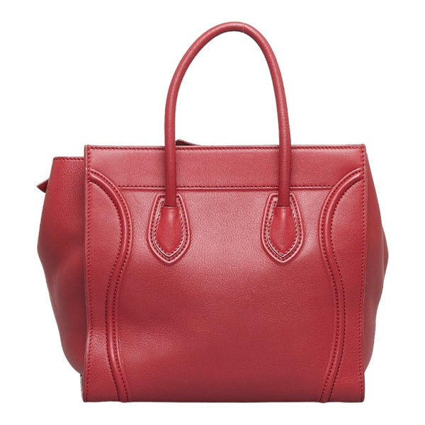 セリーヌ ラゲージ ファントム ハンドバッグ トートバッグ レッド レザー レディース CELINE 【中古】