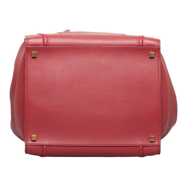 セリーヌ ラゲージ ファントム ハンドバッグ トートバッグ レッド レザー レディース CELINE 【中古】