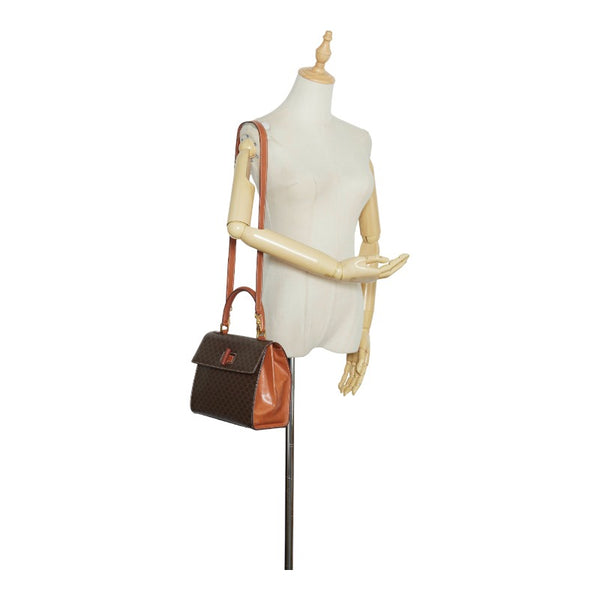 セリーヌ マカダム バンブーロック ハンドバッグ ショルダーバッグ 2WAY ブラウン PVC レザー レディース CELINE 【中古】