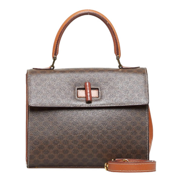 セリーヌ マカダム バンブーロック ハンドバッグ ショルダーバッグ 2WAY ブラウン PVC レザー レディース CELINE 【中古】