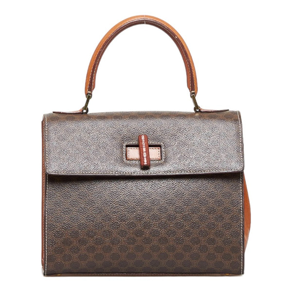 セリーヌ マカダム バンブーロック ハンドバッグ ショルダーバッグ 2WAY ブラウン PVC レザー レディース CELINE 【中古】