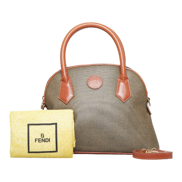フェンディ ハンドバッグ ショルダーバッグ 2WAY ブラウン カーキ PVC レザー レディース FENDI 【中古】