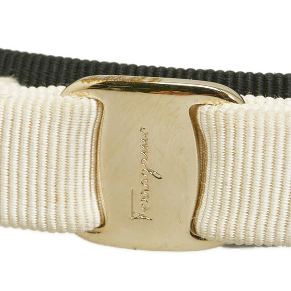 サルヴァトーレフェラガモ ヴァラリボン ヘアアクセサリー ブラック ホワイト ゴールド コットン レディース Salvatore Ferragamo 【中古】