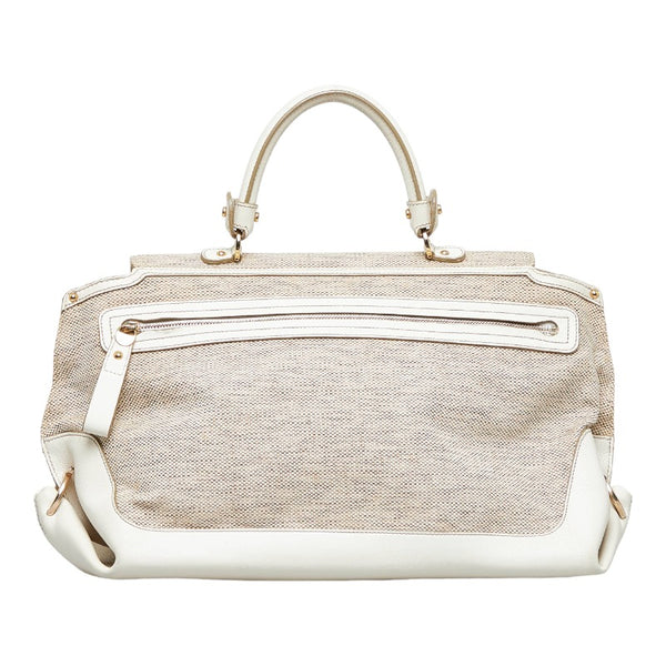 サルヴァトーレフェラガモ ガンチーニ ソフィア ハンドバッグ ショルダーバッグ 2WAY FZ-21 ベージュ ホワイト キャンバス レザー レディース Salvatore Ferragamo 【中古】