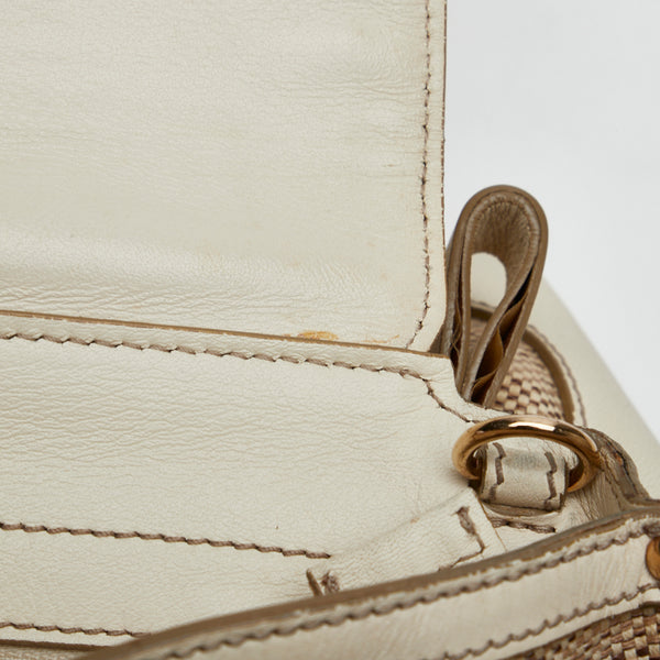 サルヴァトーレフェラガモ ガンチーニ ソフィア ハンドバッグ ショルダーバッグ 2WAY FZ-21 ベージュ ホワイト キャンバス レザー レディース Salvatore Ferragamo 【中古】