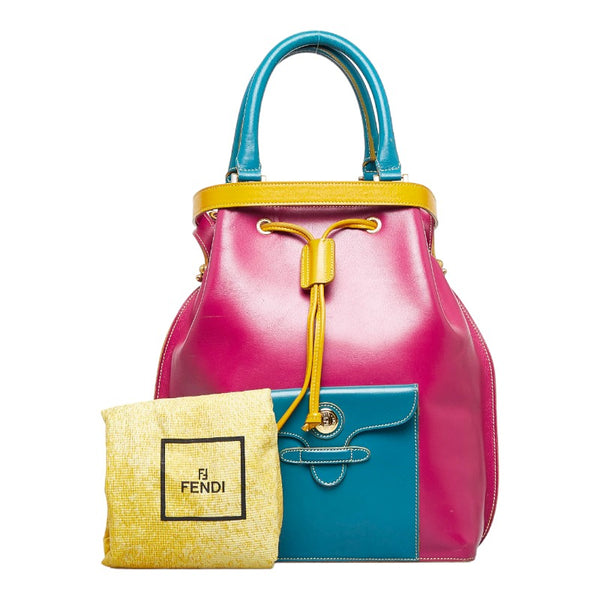フェンディ ハンドバッグ ショルダーバッグ ピンク ブルー イエロー レザー レディース FENDI 【中古】