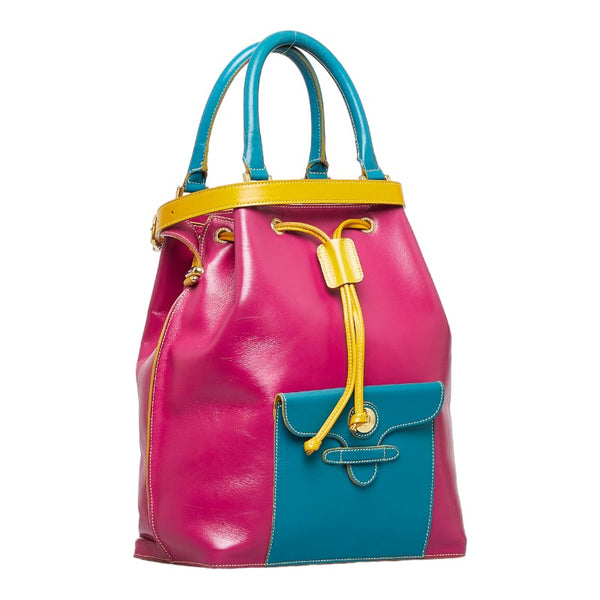 フェンディ ハンドバッグ ショルダーバッグ ピンク ブルー イエロー レザー レディース FENDI 【中古】