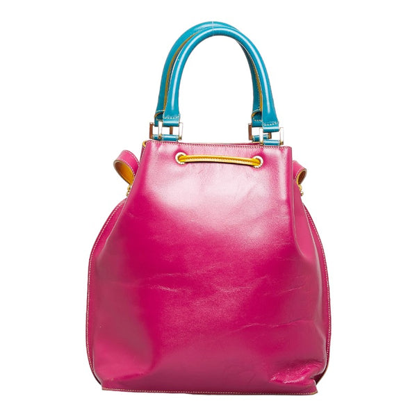 フェンディ ハンドバッグ ショルダーバッグ ピンク ブルー イエロー レザー レディース FENDI 【中古】