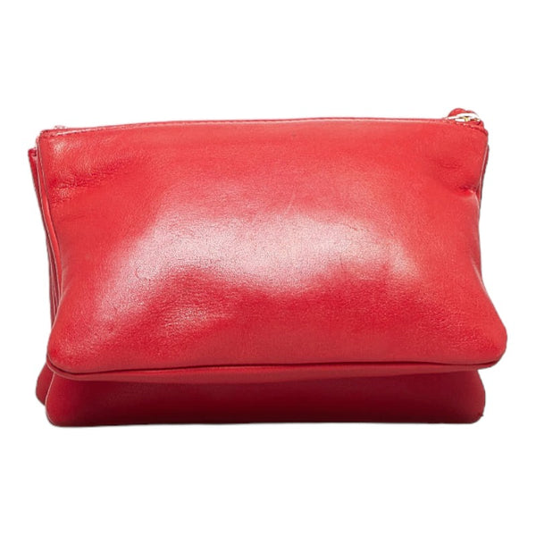 セリーヌ トリオ スモール 斜め掛け ショルダーバッグ レッド レザー レディース CELINE 【中古】