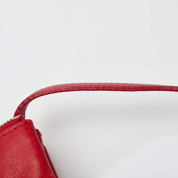 セリーヌ トリオ スモール 斜め掛け ショルダーバッグ レッド レザー レディース CELINE 【中古】
