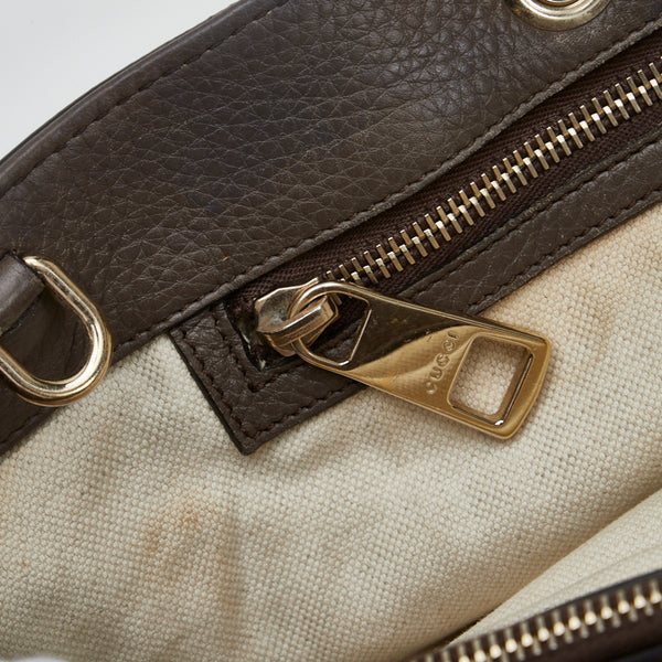 グッチ バンブー ショッパー ラージトート ハンドバッグ ショルダーバッグ 2WAY 323658 ブラウン ベージュ レザー レディース GUCCI 【中古】