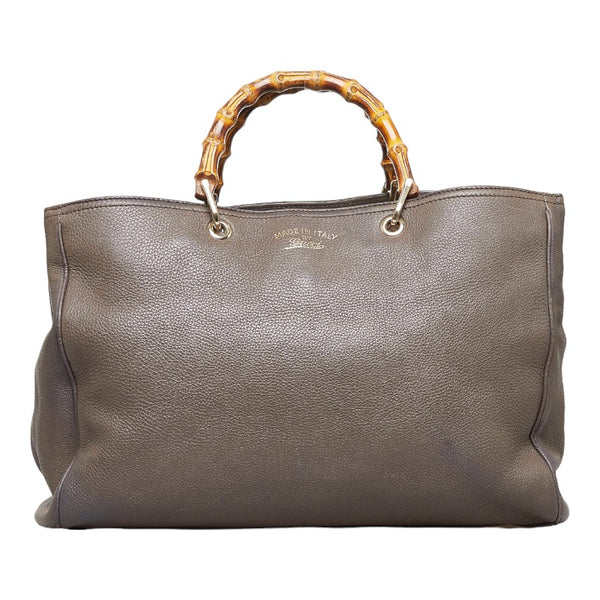 グッチ バンブー ショッパー ラージトート ハンドバッグ ショルダーバッグ 2WAY 323658 ブラウン ベージュ レザー レディース GUCCI 【中古】